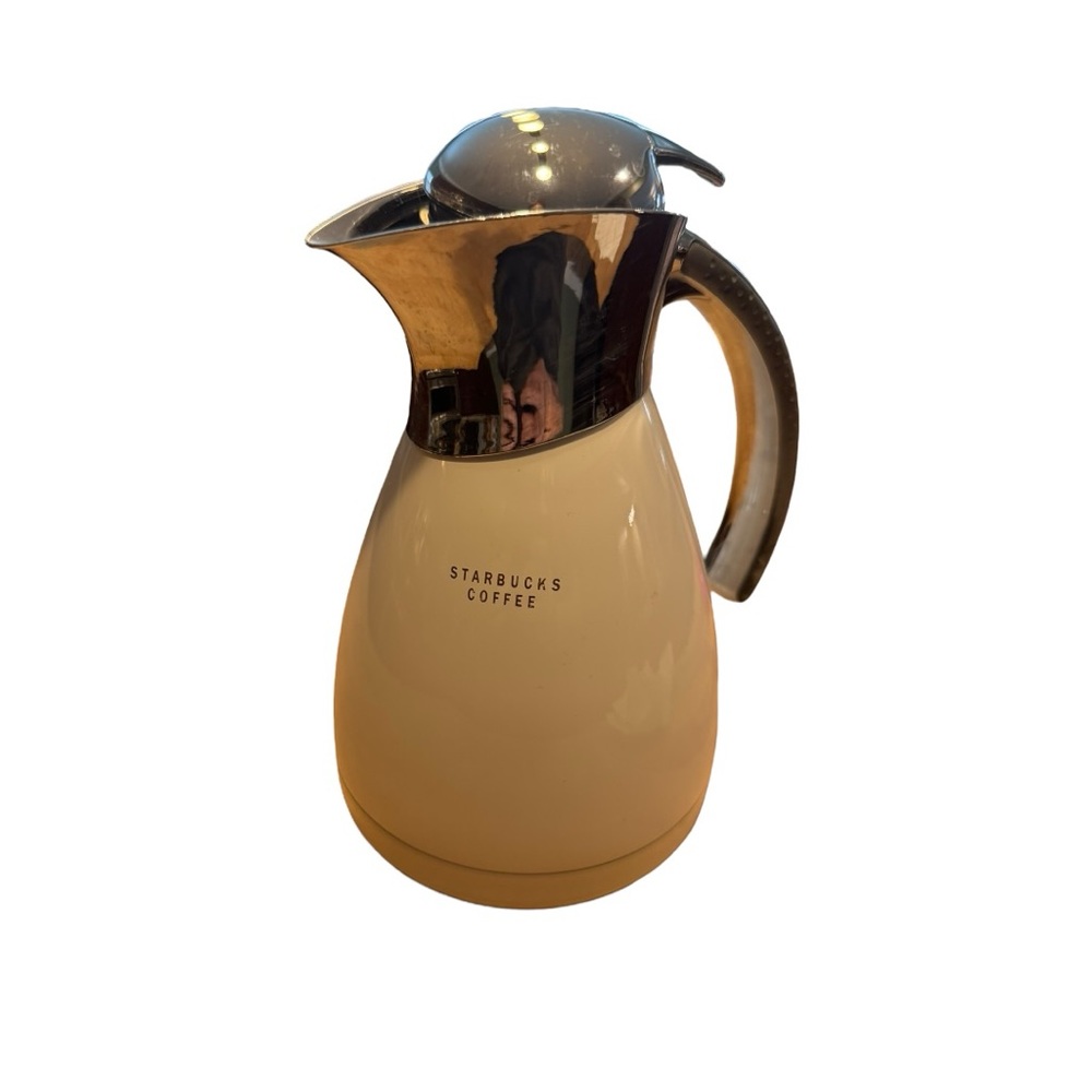Starbucks 32 Oz Coffee Cream and Silver Carafe